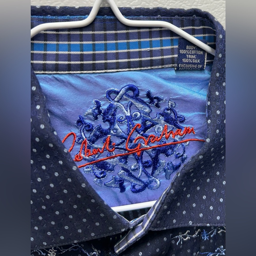 Robert Graham Dark Blue Patterned Button Down Shi… - image 2